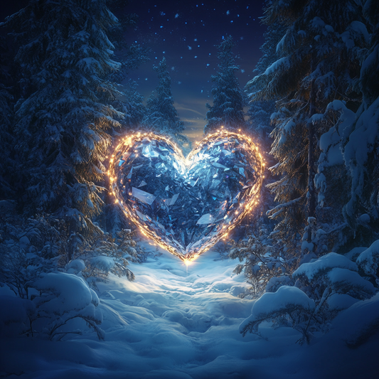Blue Crystal Heart In The Snow Diamond Art Kit