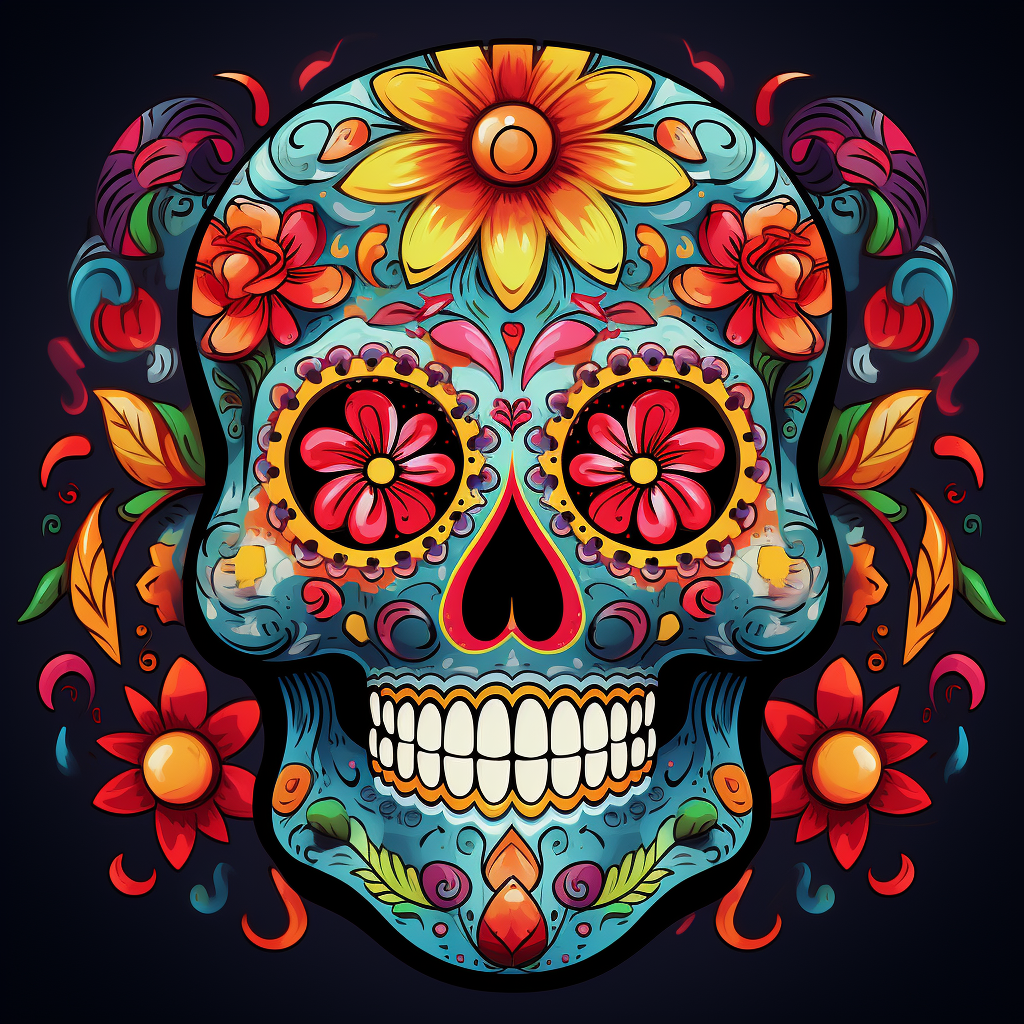 Yellow Forehead Flower Skull Diamond Art Kit