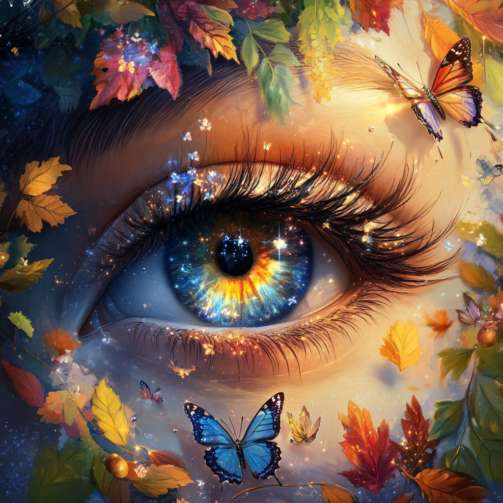 Butterfly Leaves Eye Diamond Art Kit