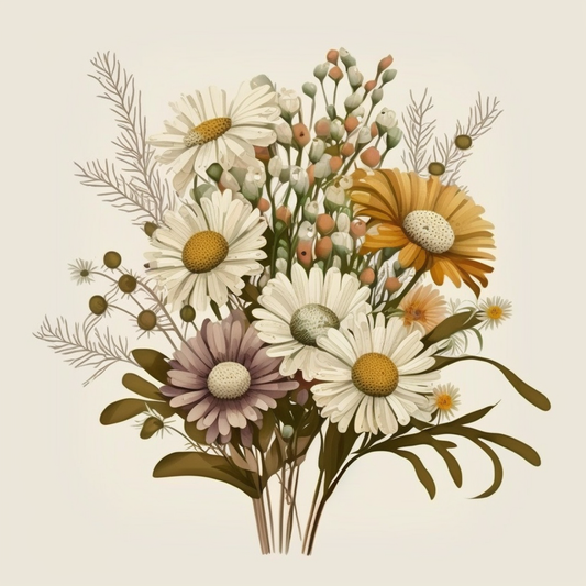 Cream Flower Bouquet Diamond Art Kit