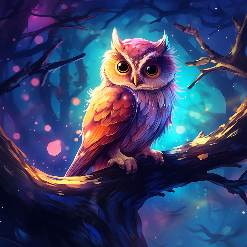 Blue Glowing Background Owl Diamond Art Kit