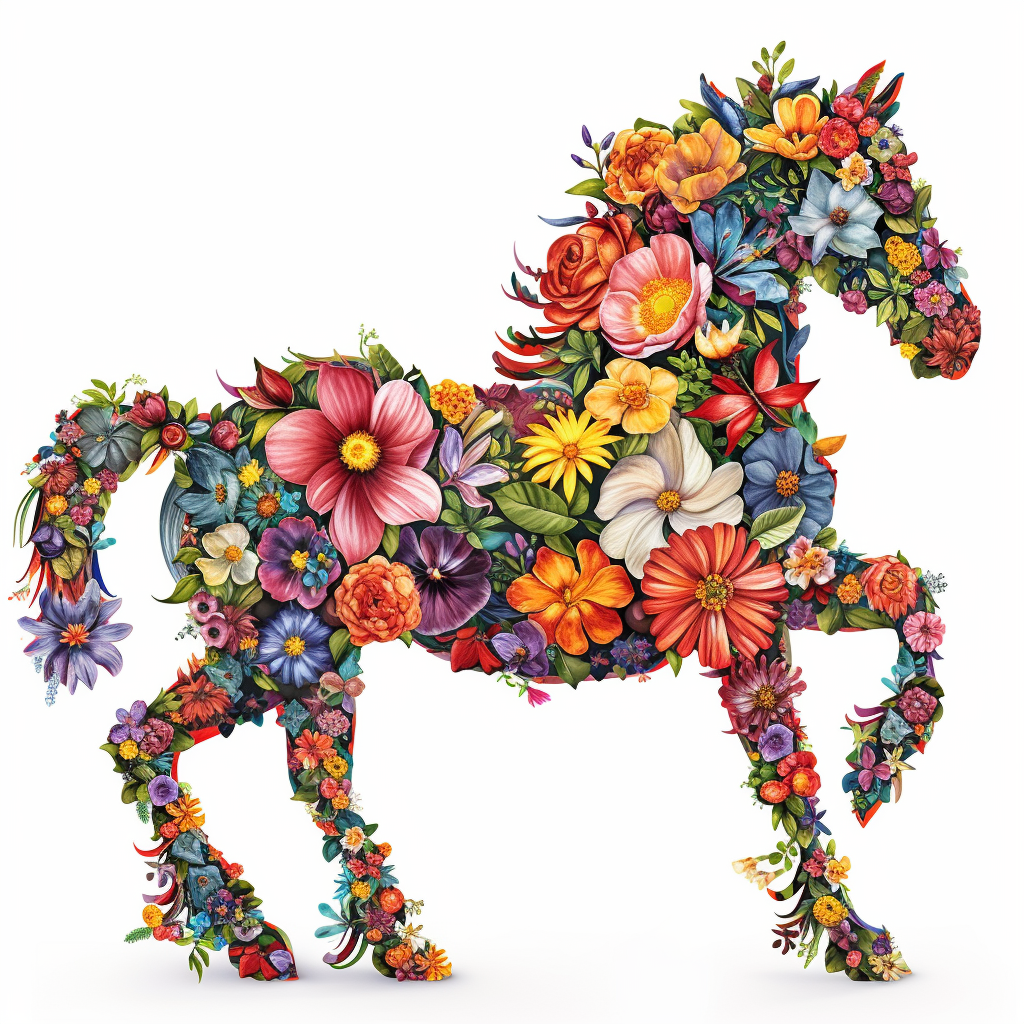 Horse Of Colorful Flowers Diamond Art Kit