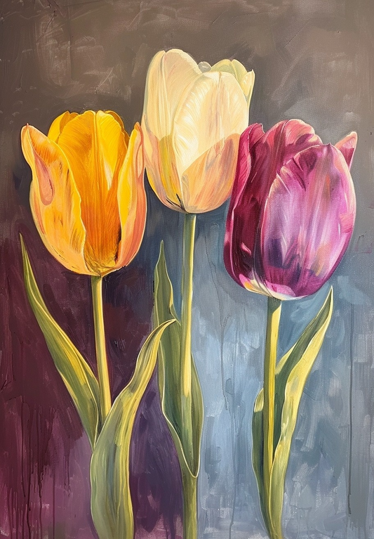 Three Tulips In Sunlight Diamond Art Kit