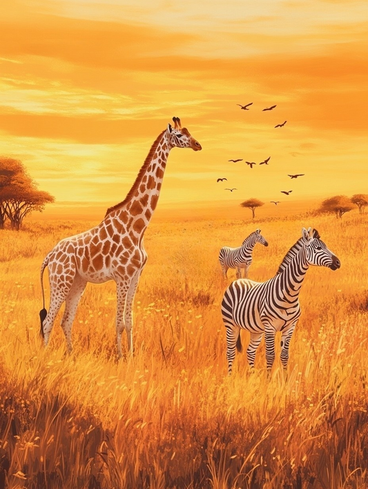 Baby Giraffe Two Zebras Diamond Art Kit