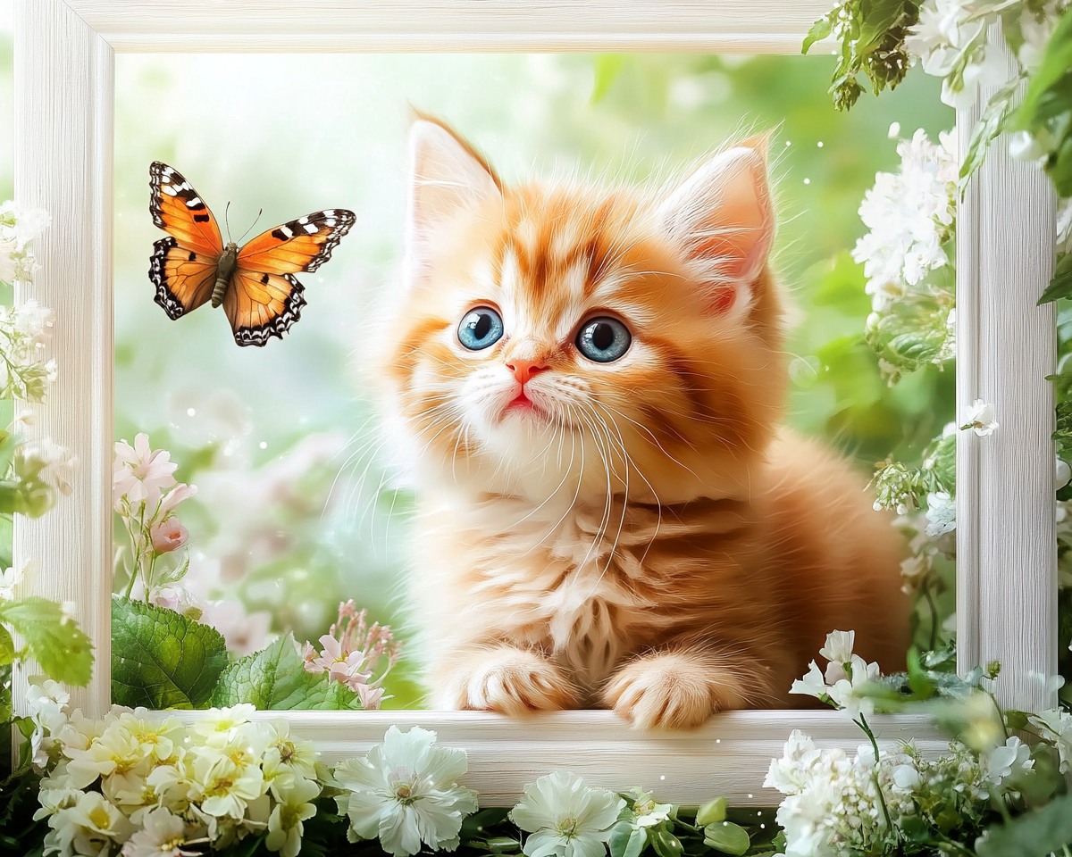 Kitten And The Butterfly Diamond Art Kit