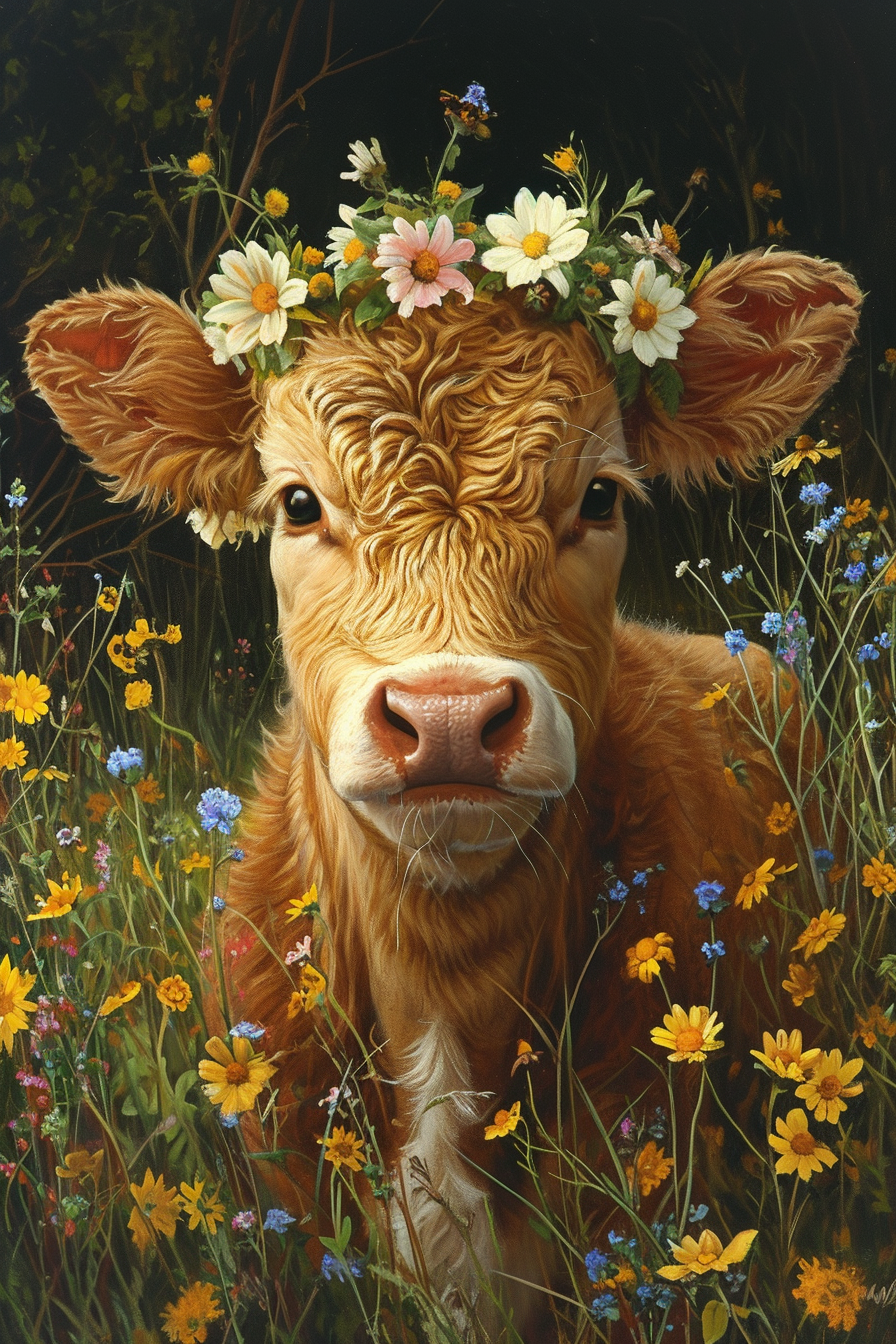 Flower Crown Brown Calf Diamond Art Kit