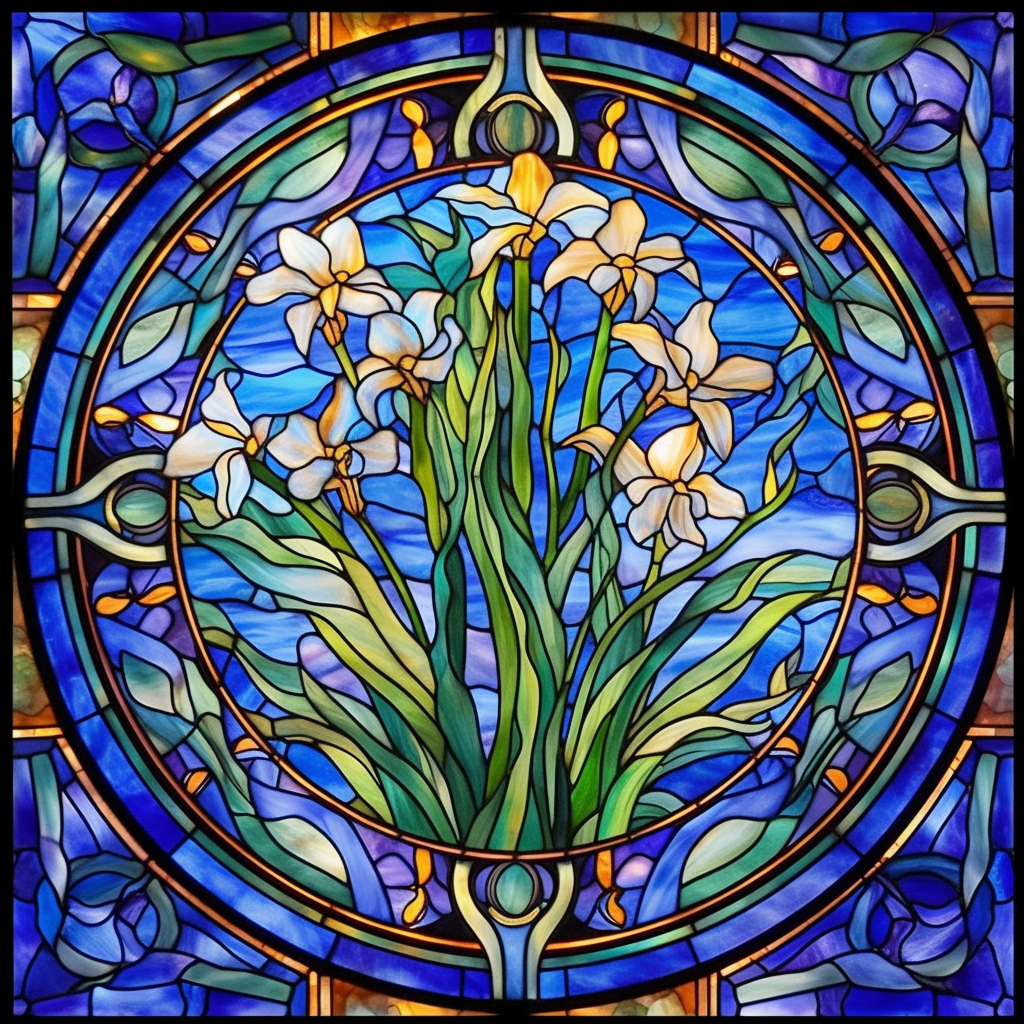 White Flower Blue Background Abstract Diamond Art Kit