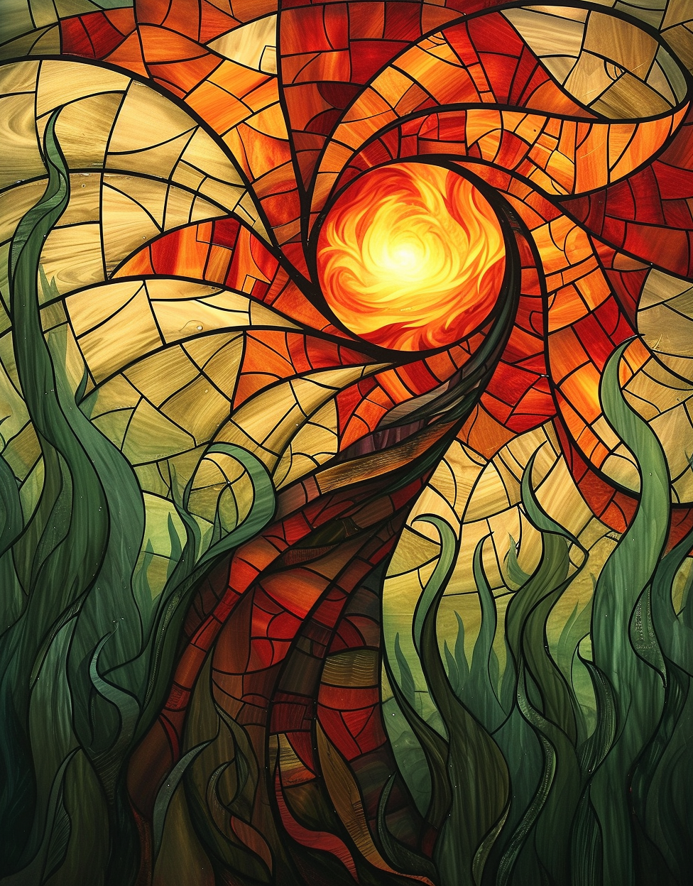 Abstract Tree Sun Diamond Art Kit