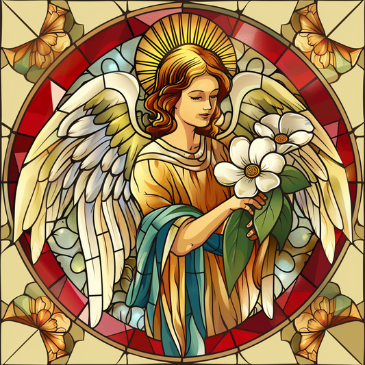 Two White Flower Abstract Angel Diamond Art Kit