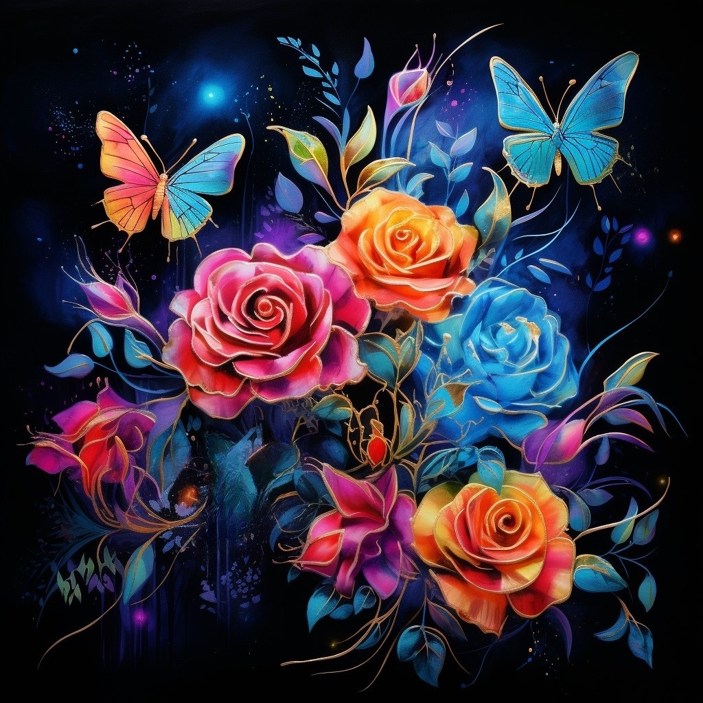 Four Colorful Roses Diamond Art Kit