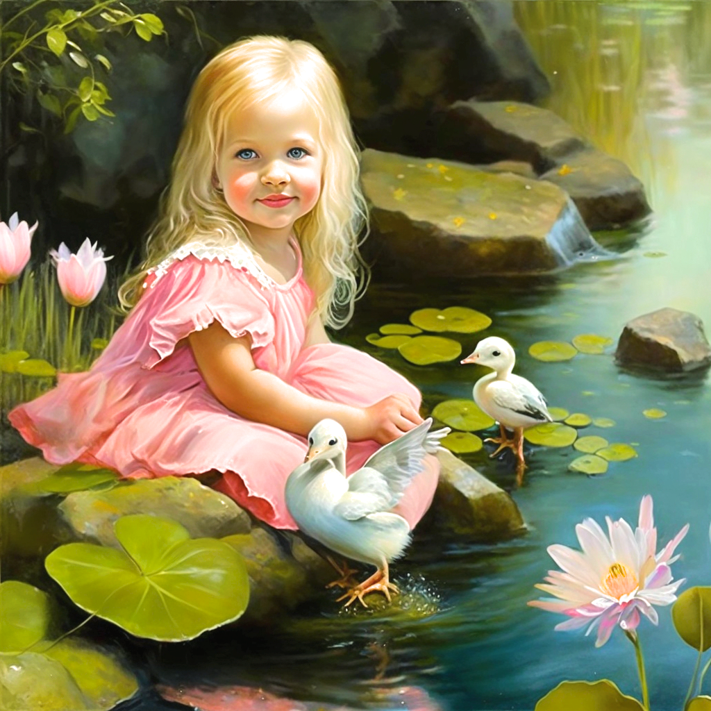 Little Girl Lilypond Diamond Art Kit