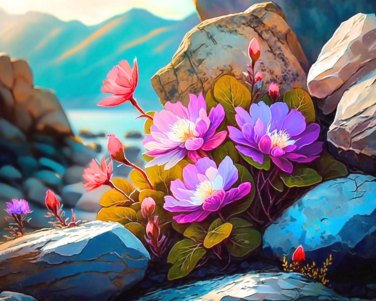 Rock Flowers Diamond Art Kit