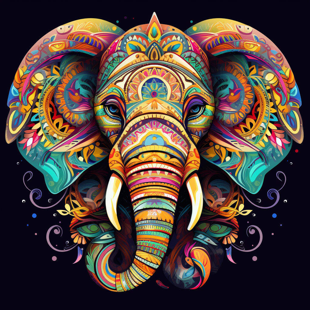 Colorful Abstract Elephant Mandala Diamond Art Kit