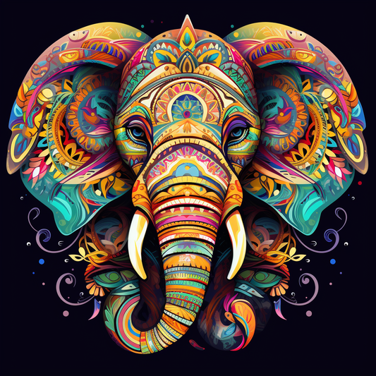 Colorful Abstract Elephant Mandala Diamond Art Kit
