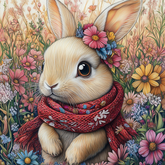 Wildflower Tan Bunny Diamond Art Kit