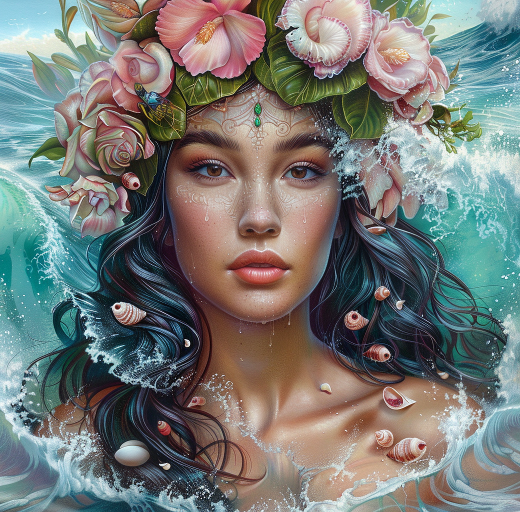 Flower Crowned Goddess Of The Sea Diamond Art Kit