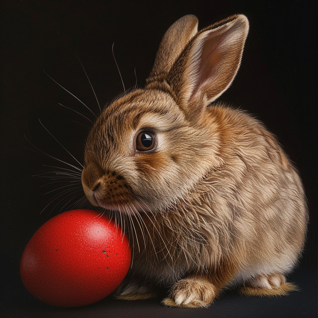 Black Background Rabbit Red Egg Diamond Art Kit