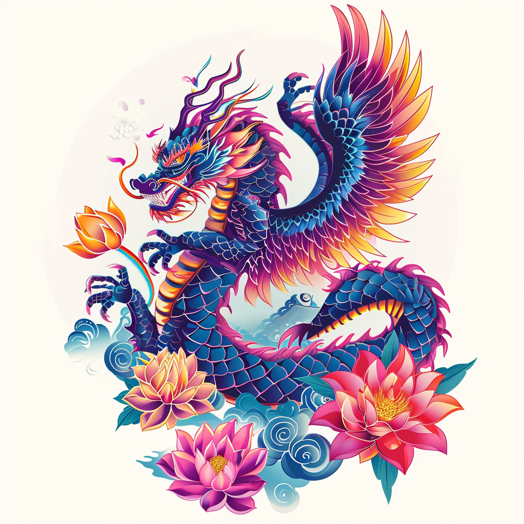 Lotus Flower Chinese Dragon Diamond Art Kit