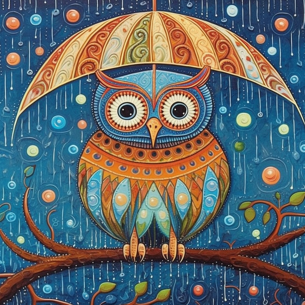 Abstract Owl Umbrella Diamond Art Kit
