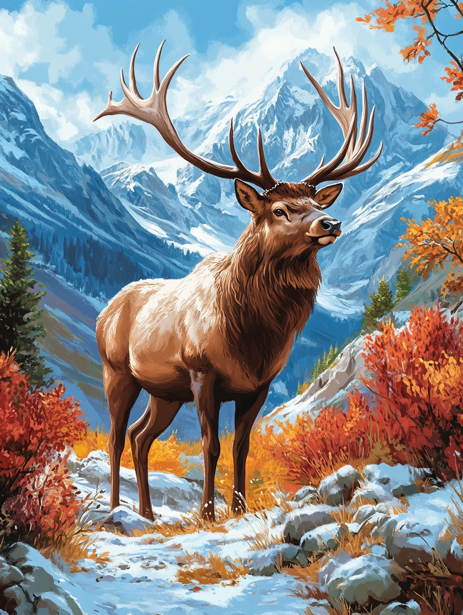 Great Mountain Elk Diamond Art Kit