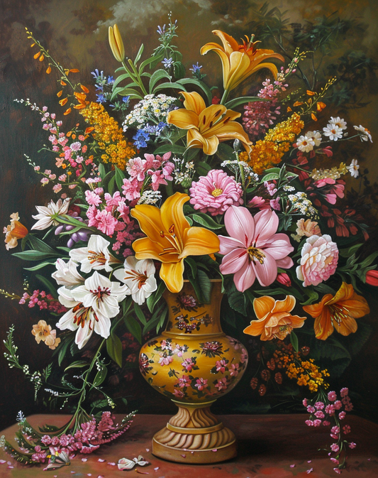 Orange Lily Vase Of Flowers Diamond Art Kit