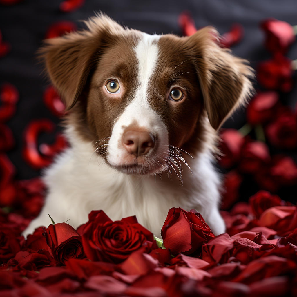 Red Rose Australian Shepherd Diamond Art Kit