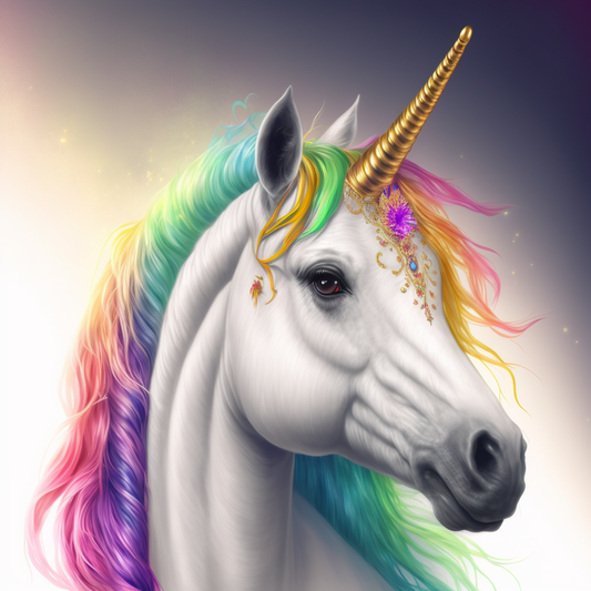 Rainbow Mane Gold Horn Unicorn Diamond Art Kit