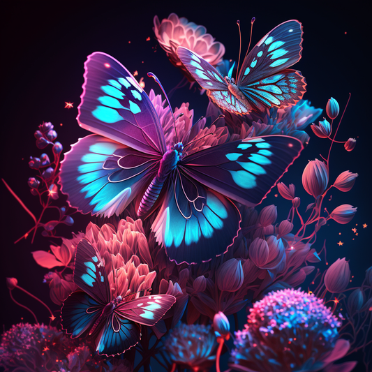 Pink Blue Butterflies Diamond Art Kit