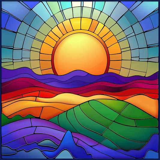 Colorful Water Abstract Sunrise Diamond Art Kit