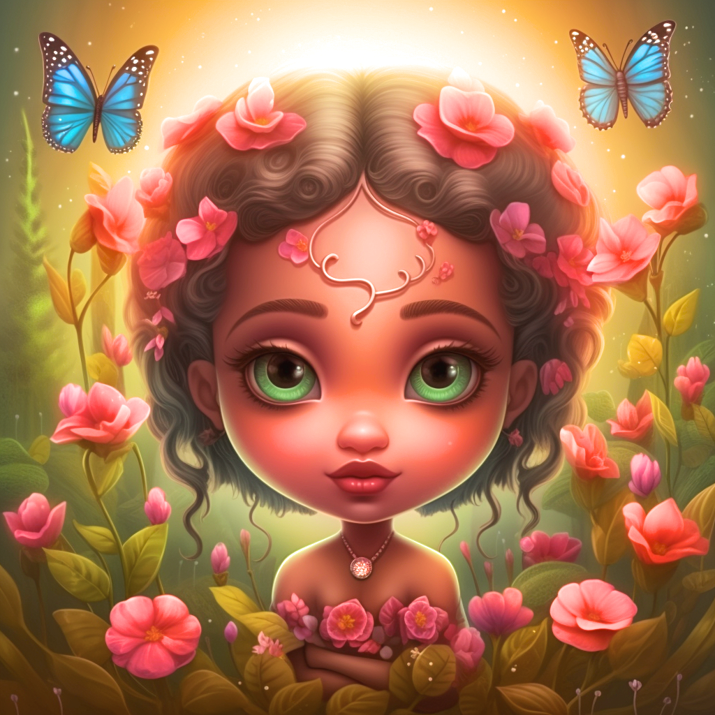 Green Eyed Girl Flowers Diamond Art Kit