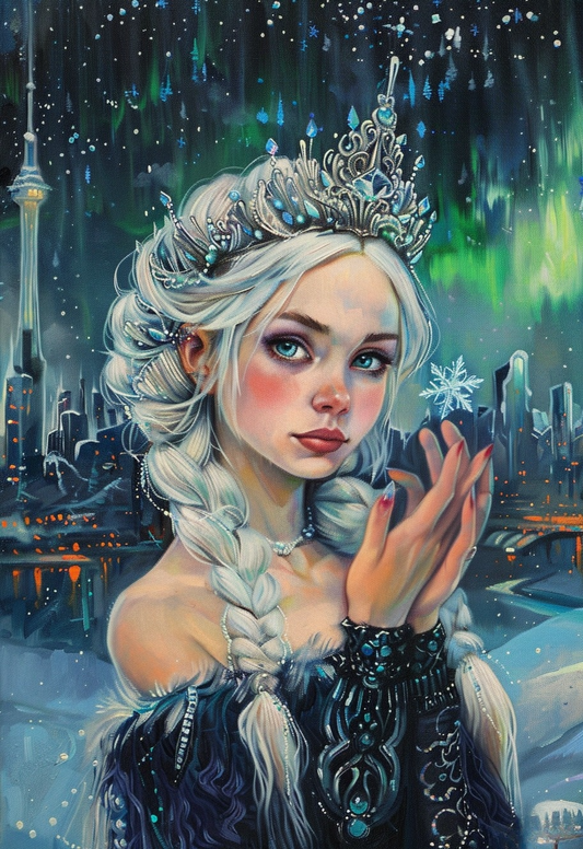 White Snowflake Winter Princess Diamond Art Kit