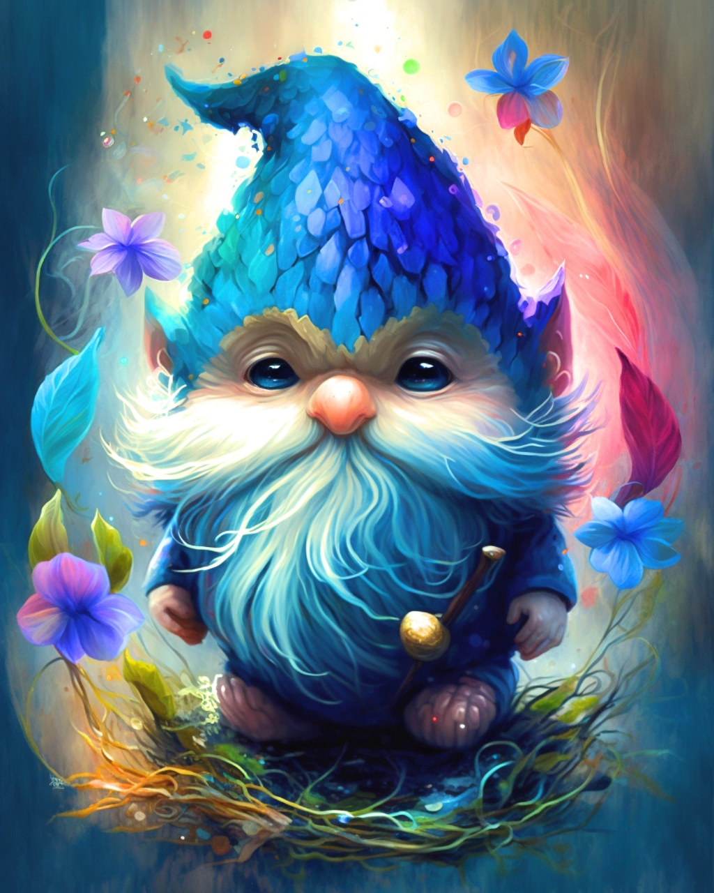 Purple Flower Gnome Diamond Art Kit