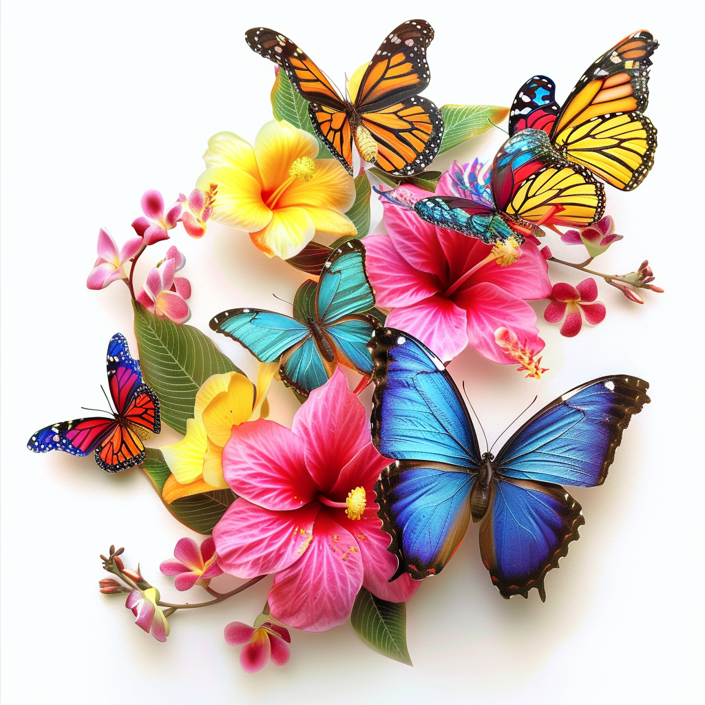 Hibiscus Flowers And Butterflies Diamond Art Kit