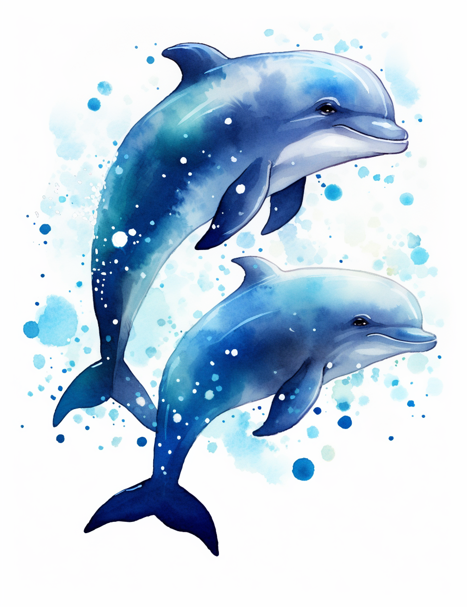 Two Watercolor Dolphins Diamond Art Kit