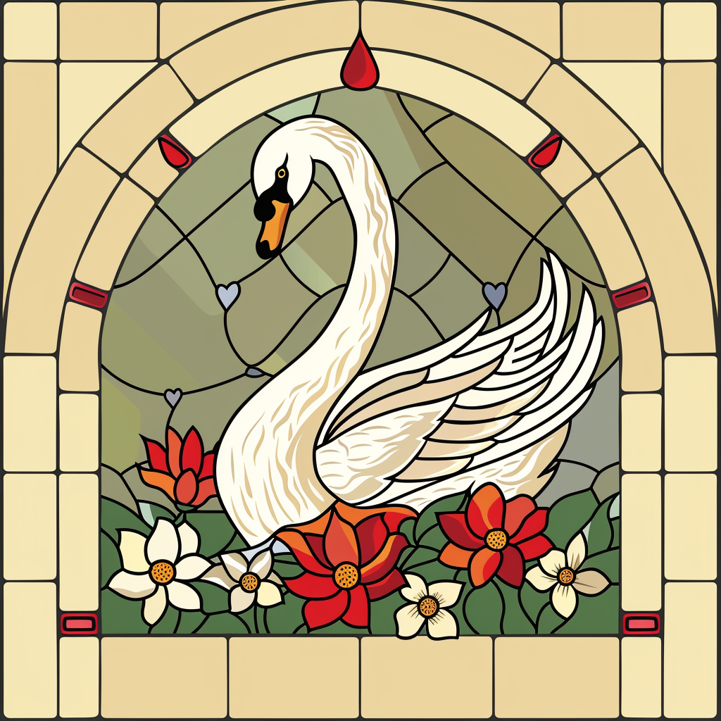 Red White Flower Abstract Swan Diamond Art Kit