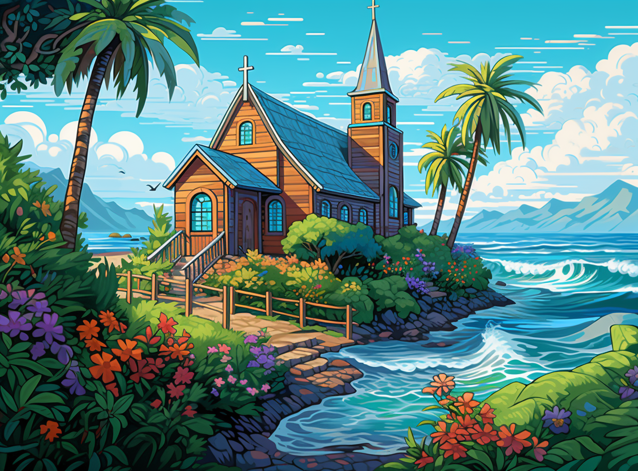 Wooden Church By The Sea Diamond Art Kit