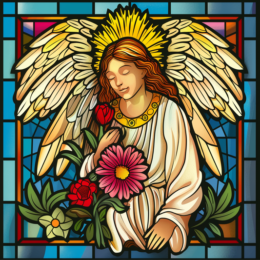Pink Flower Abstract Angel Diamond Art Kit