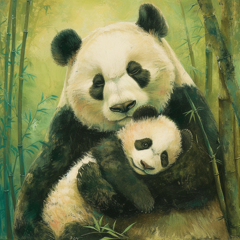 Panda And Cub Diamond Art Kit