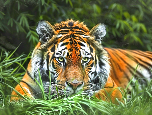 Tiger Behind The Grass Diamond Art Kit