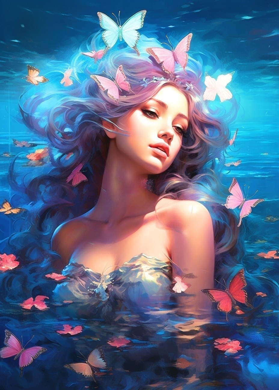 Butterfly Water Woman Diamond Art Kit
