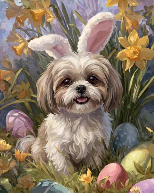 Pink Bunn Years Shih Tzu Diamond Art Kit