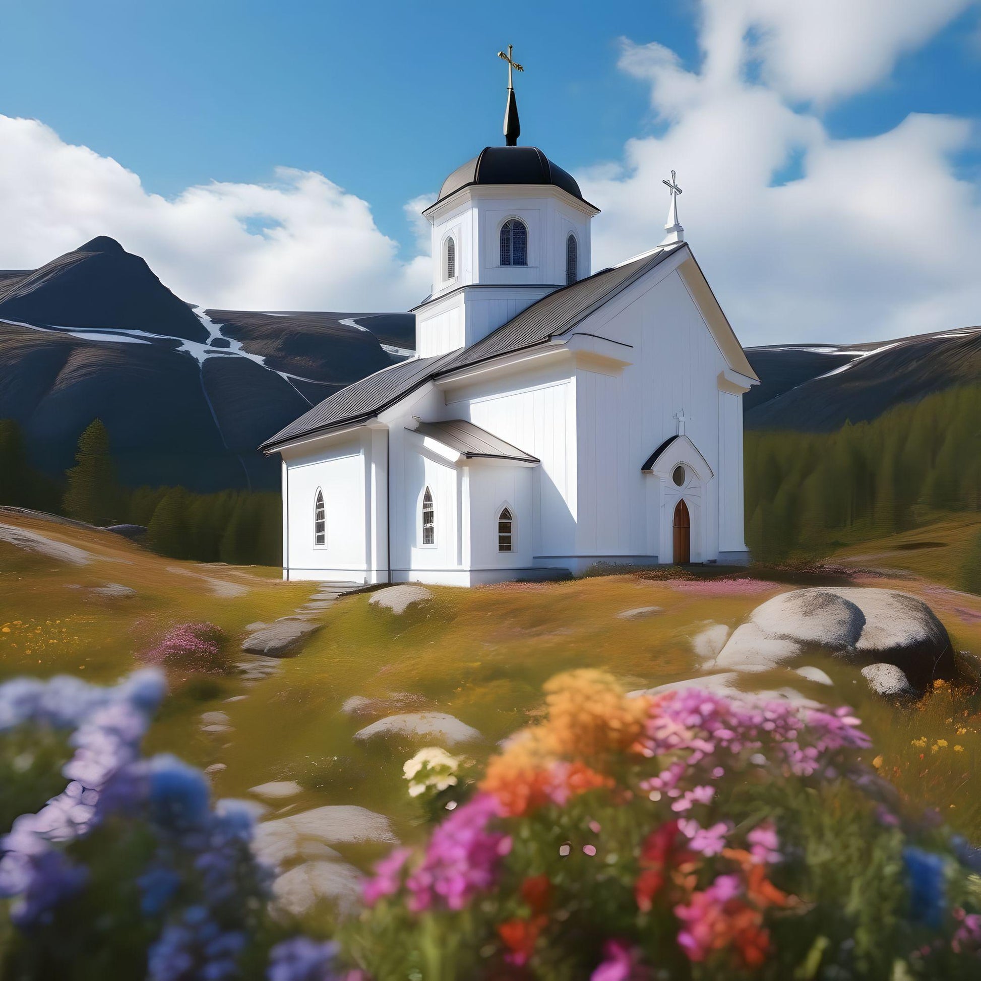 Church In The Mountains Diamond Art Kit
