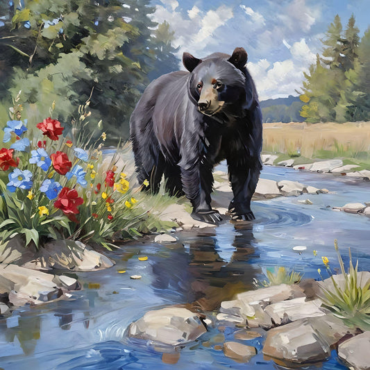 River Black Bear Diamond Art Kit