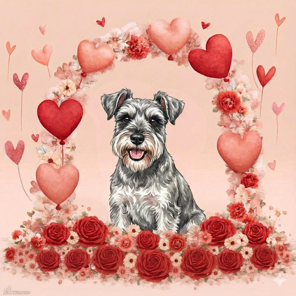 Happy Valentines Day Schnauzer Diamond Art Kit