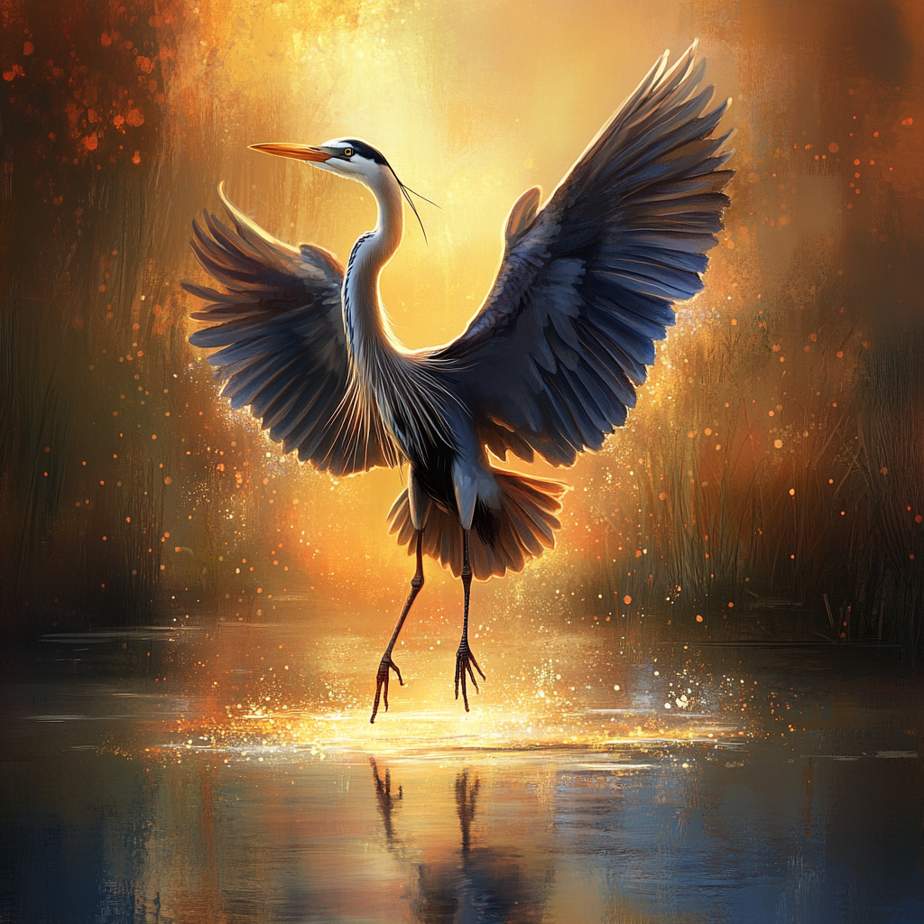 Heron In The Light Diamond Art Kit