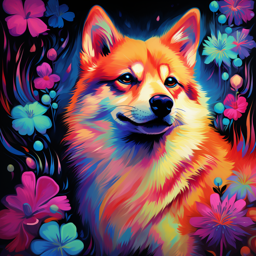 Bright Colored Shiba In U Diamond Art Kit