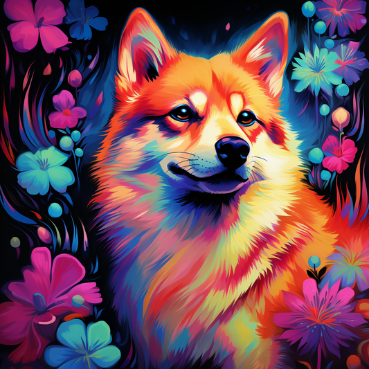 Bright Colored Shiba In U Diamond Art Kit