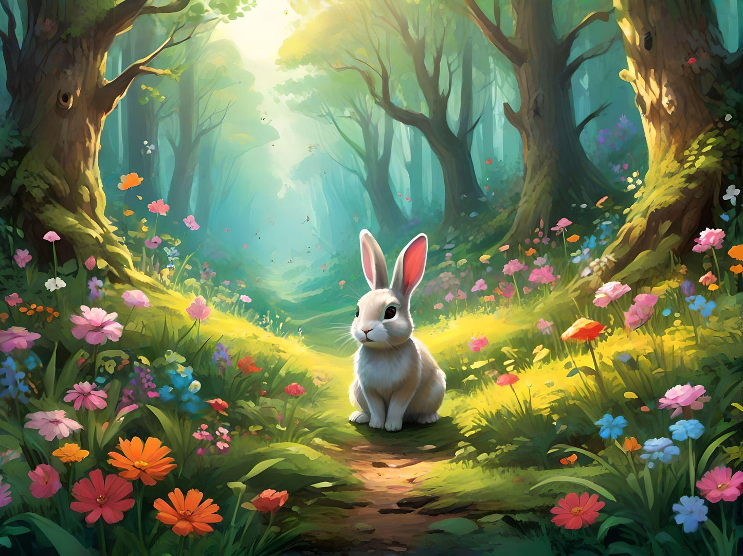 Forest Clearing Bunny Diamond Art Kit