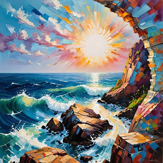 Abstract Sky And Ocean Rocks Diamond Art Kit