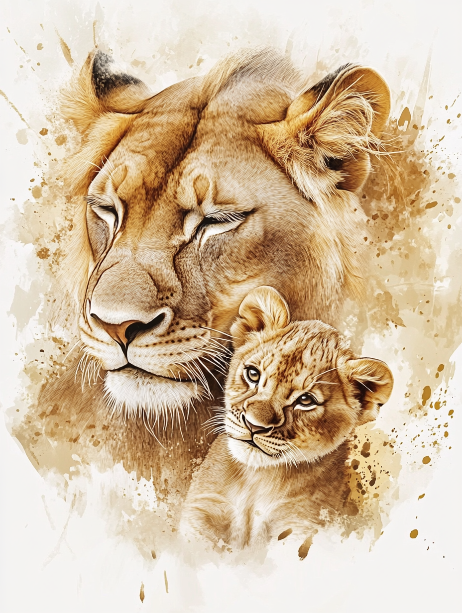 Sleeping Lion And Cub Diamond Art Kit